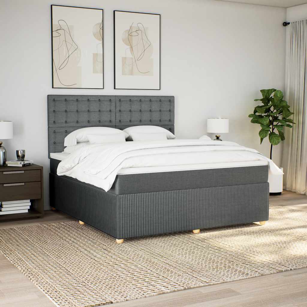 Boxspring met matras stof donkergrijs 180x200 cm is nu te koop bij PeponiXL, paradijselijk wonen!