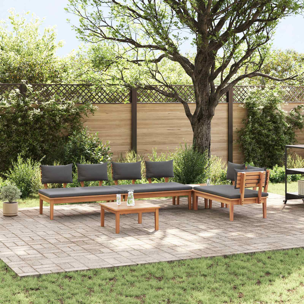Tuinbankenset 5 pcs Bruin en Grijs is nu te koop bij PeponiXL, paradijselijk wonen!