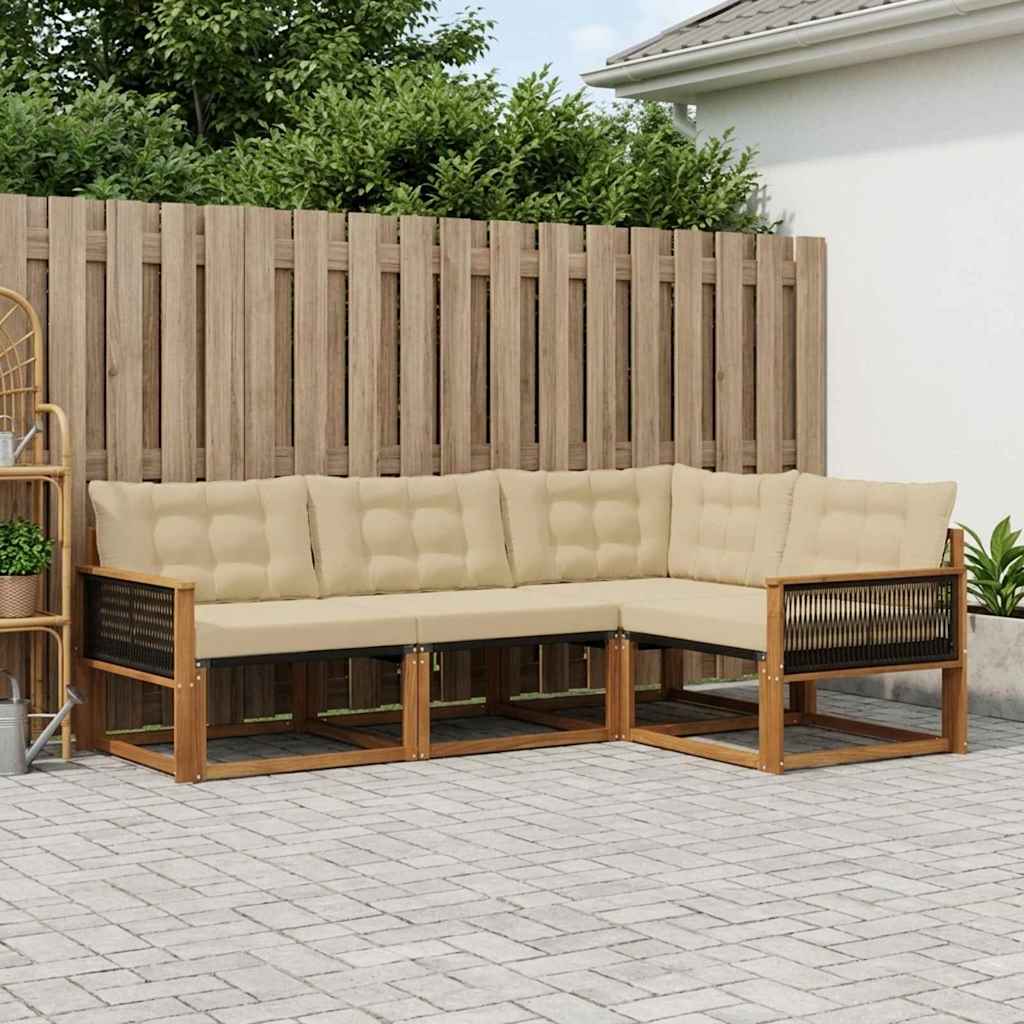 Buiten bankenset met kussen 4 pcs Natuurlijk en Beige is nu te koop bij PeponiXL, paradijselijk wonen!