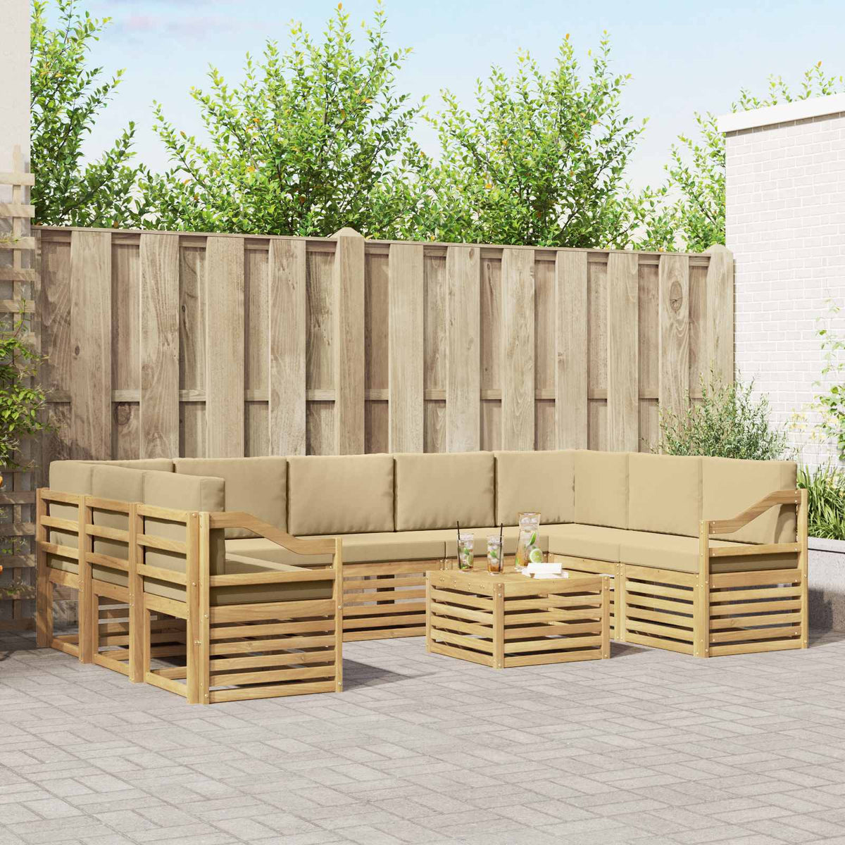 Sofa-Sets 10 pcs Wit en Beige 59 x 59 x 37 cm Polyester is nu te koop bij PeponiXL, paradijselijk wonen!