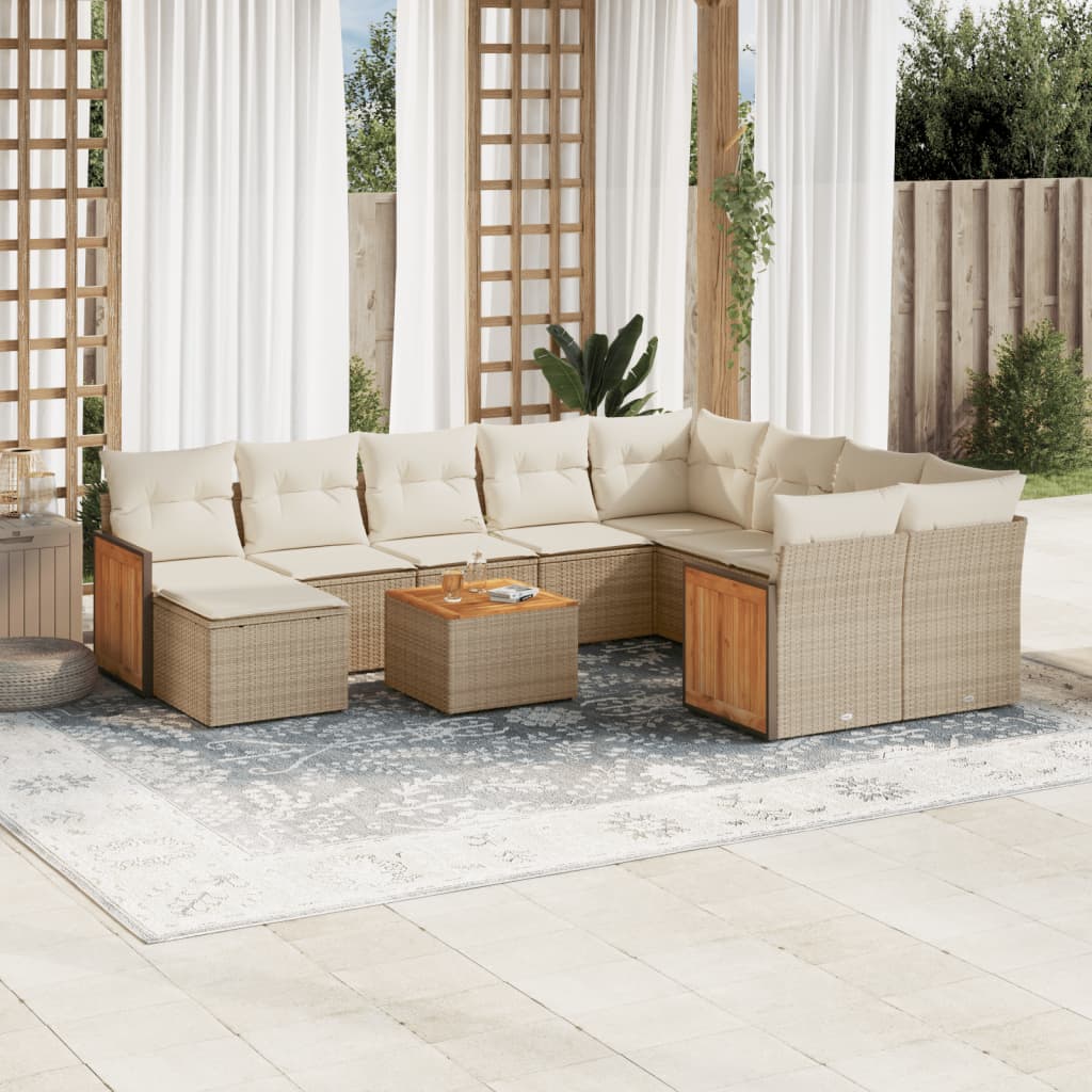 11-delige Tuinset met kussens poly rattan beige is nu te koop bij PeponiXL, paradijselijk wonen!
