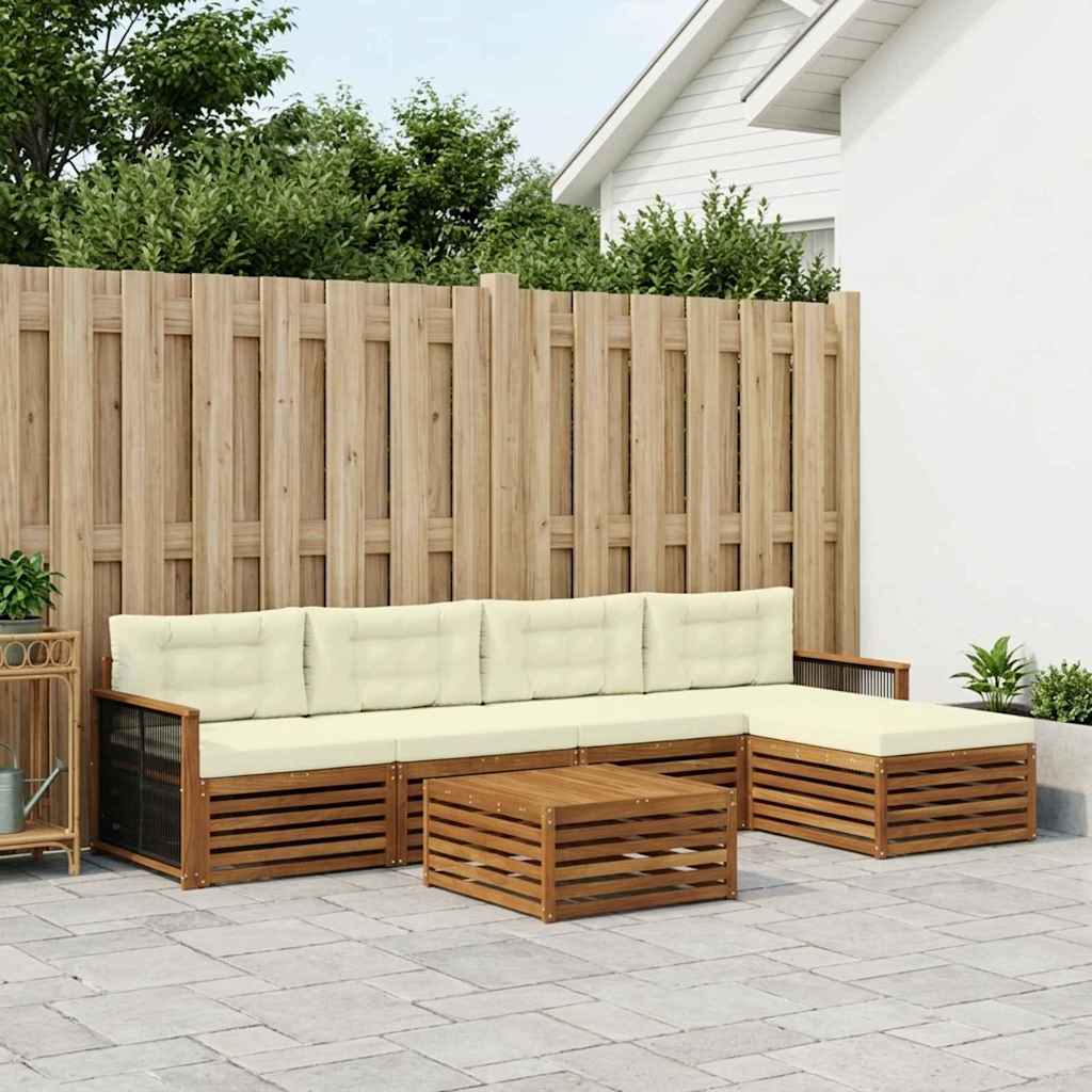 Buiten bankenset met kussen 6 pcs Natuurlijk en Crème is nu te koop bij PeponiXL, paradijselijk wonen!