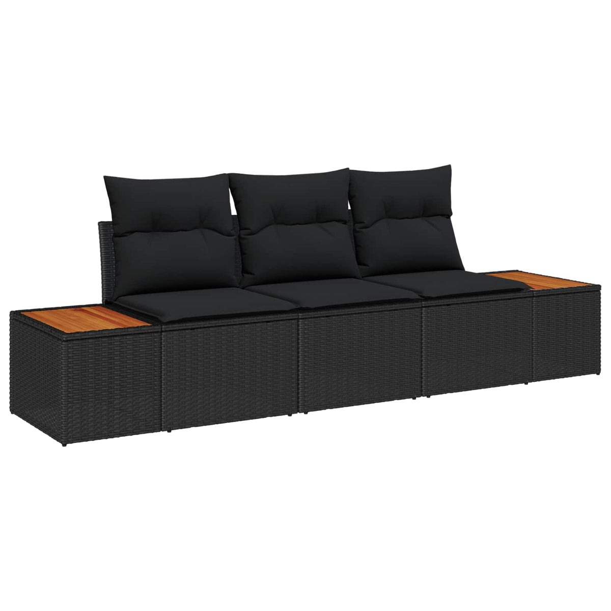 Tuin Sofa Set met kussen 3 pcs Zwart poly rattan is nu te koop bij PeponiXL, paradijselijk wonen!