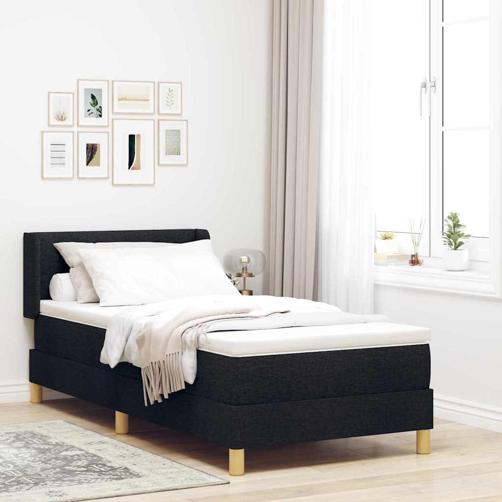 Boxspringbed met matras met hoofdeinde Zwart 200 x 100 cm Stof is nu te koop bij PeponiXL, paradijselijk wonen!
