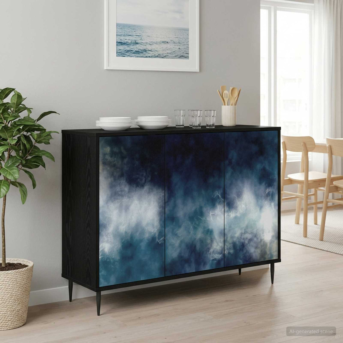 Dressoir RAALTE Zwart eiken 102 x 33 x 76 cm Bewerkt hout is nu te koop bij PeponiXL, paradijselijk wonen!