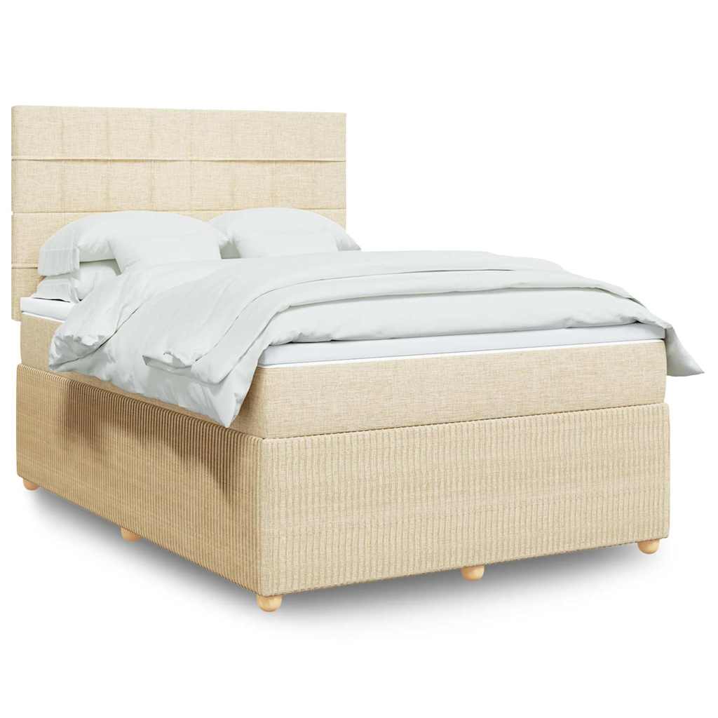 Boxspring met matras stof crèmekleurig 160x200 cm is nu te koop bij PeponiXL, paradijselijk wonen!