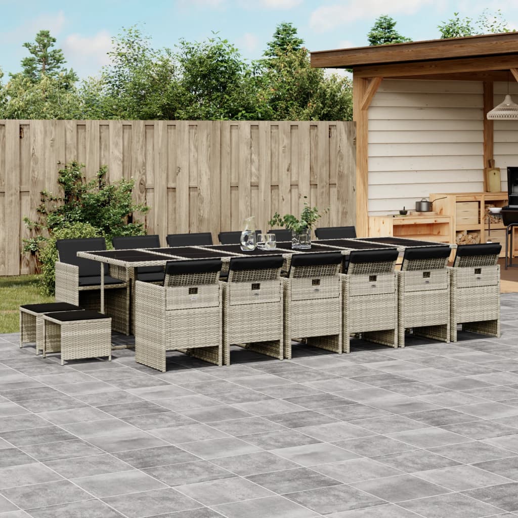 17-delige Tuinset met kussens poly rattan lichtgrijs is nu te koop bij PeponiXL, paradijselijk wonen!