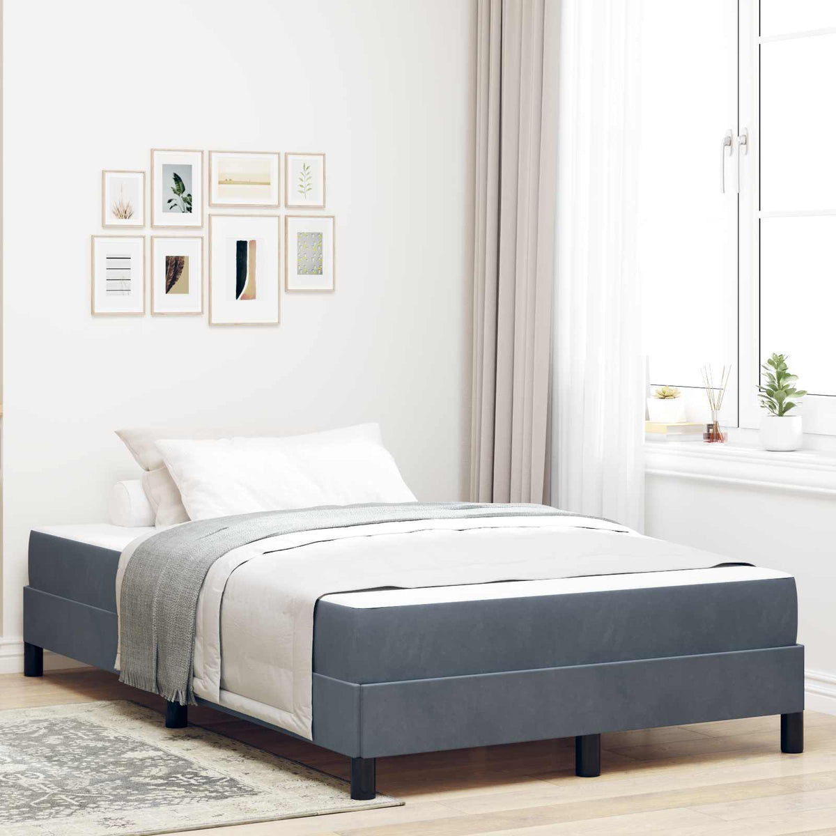 Boxspringbed met matras Donkergrijs 120 x 200 cm Stof is nu te koop bij PeponiXL, paradijselijk wonen!