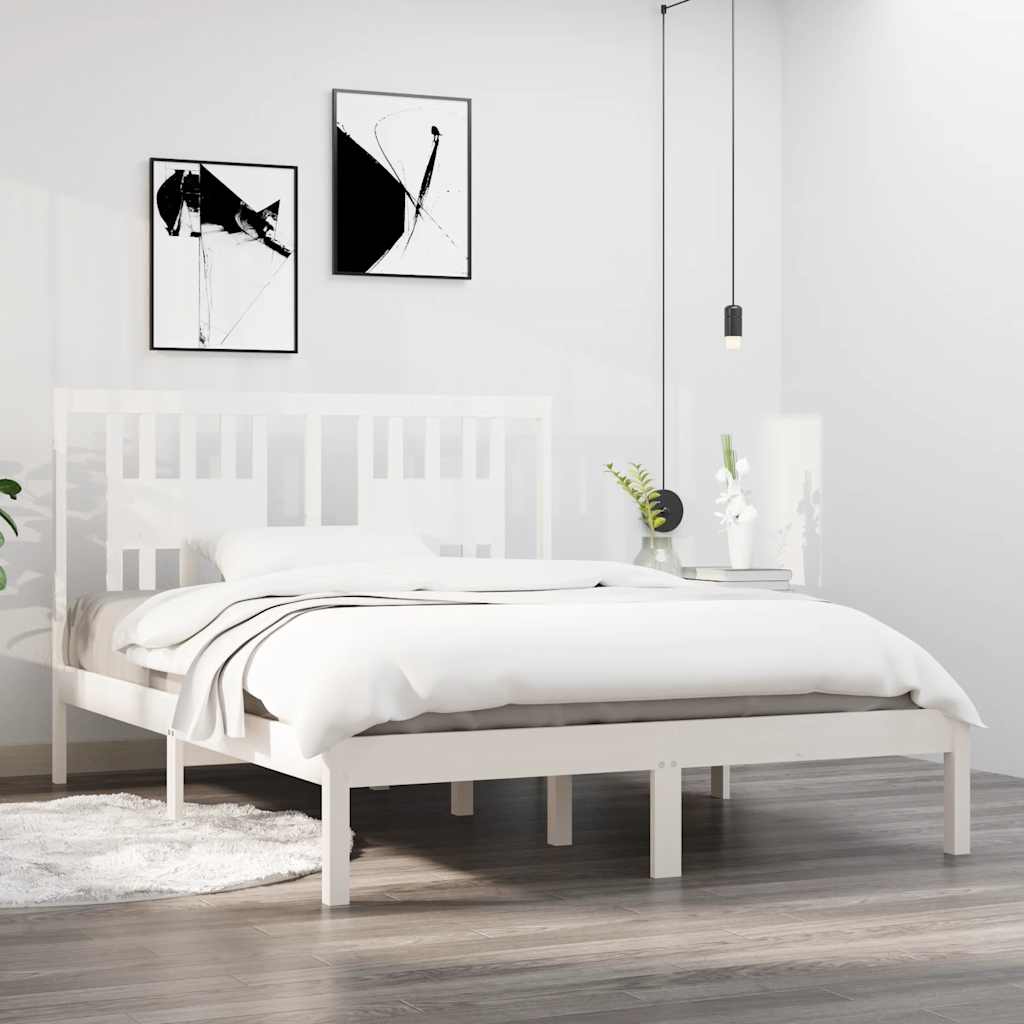 Bedframe massief grenenhout wit 140x190 cm is nu te koop bij PeponiXL, paradijselijk wonen!