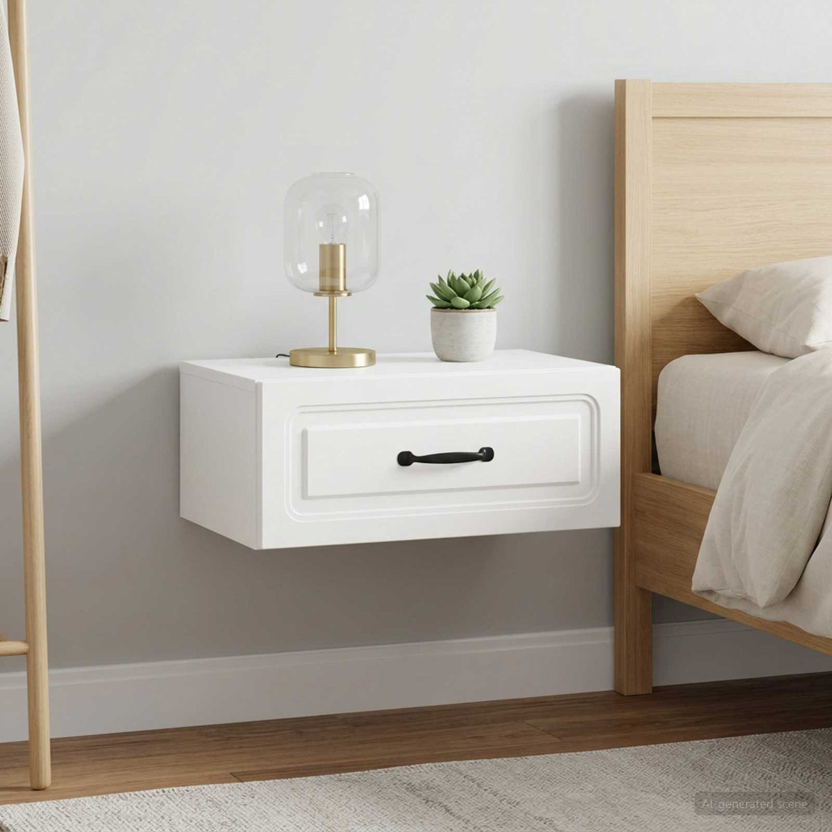 Wandbeugel Bedkast 2 pcs Wit 49 x 34,5 x 20 cm Bewerkt hout is nu te koop bij PeponiXL, paradijselijk wonen!