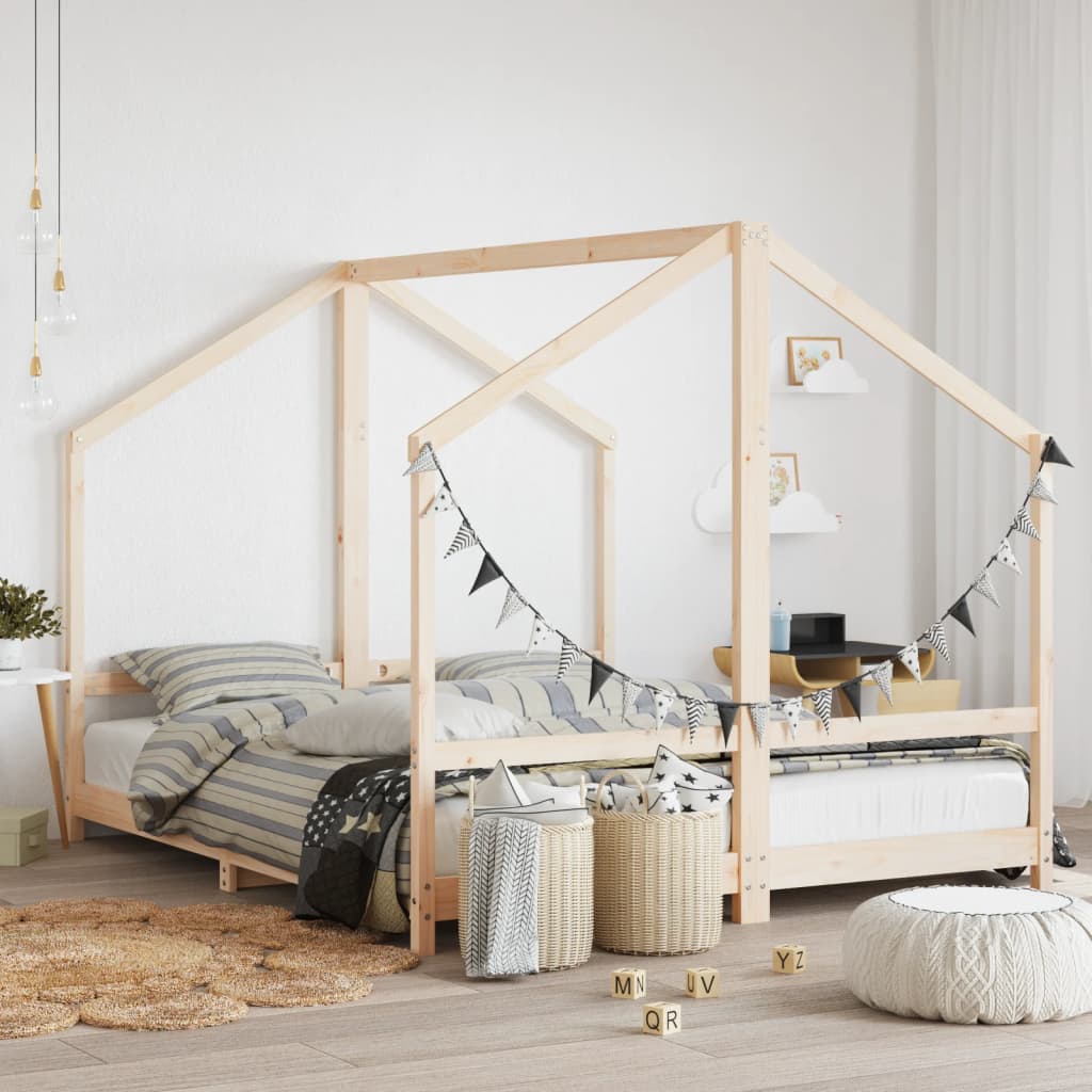 Kinderbedframe 2x(80x200) cm massief grenenhout is nu te koop bij PeponiXL, paradijselijk wonen!
