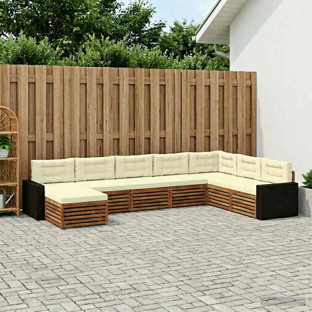 Buiten bankenset met kussen 8 pcs Natuurlijk en Crème is nu te koop bij PeponiXL, paradijselijk wonen!