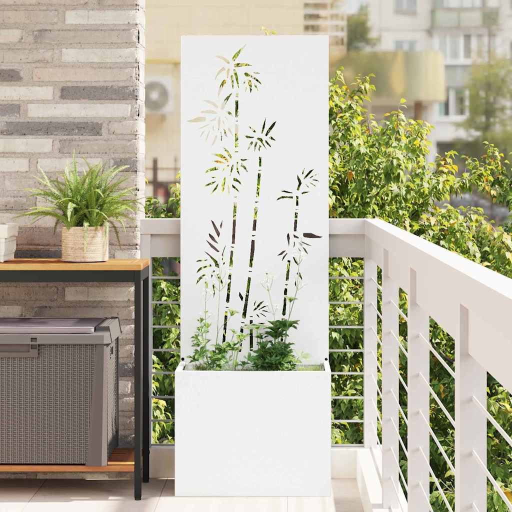 Tuin Privacy Screen Bloemen Wit 50 x 150 cm Koudgewalst staal is nu te koop bij PeponiXL, paradijselijk wonen!