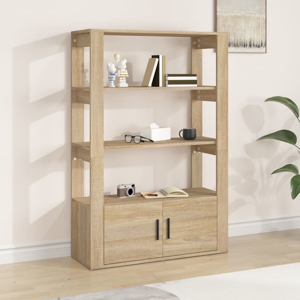 Dressoir 80x30x119,5 cm bewerkt hout sonoma eikenkleurig is nu te koop bij PeponiXL, paradijselijk wonen!