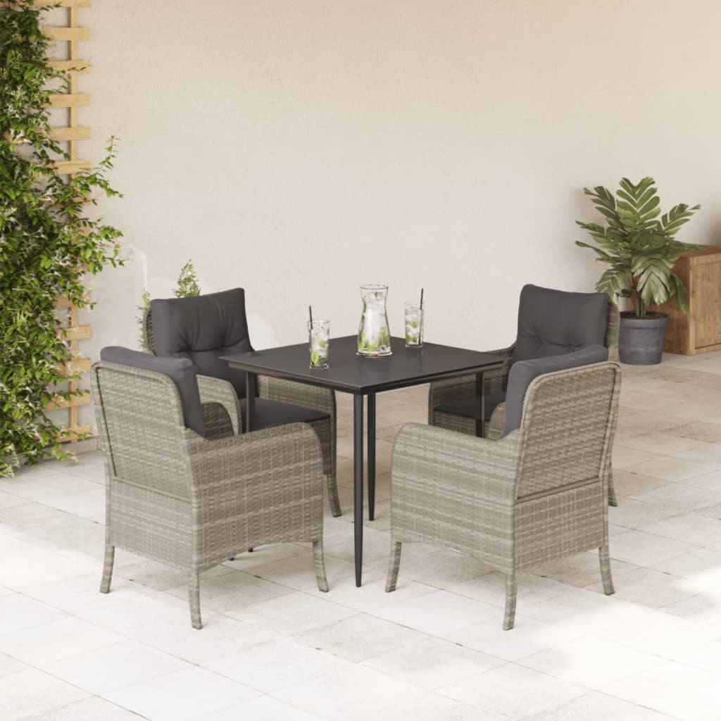 5-delige Tuinset met kussens poly rattan lichtgrijs is nu te koop bij PeponiXL, paradijselijk wonen!