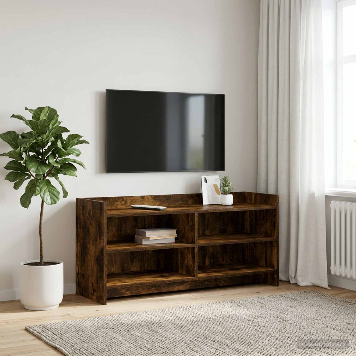 TV-kast 100 x 33 x 47 cm Gerookt eiken Bewerkt hout is nu te koop bij PeponiXL, paradijselijk wonen!