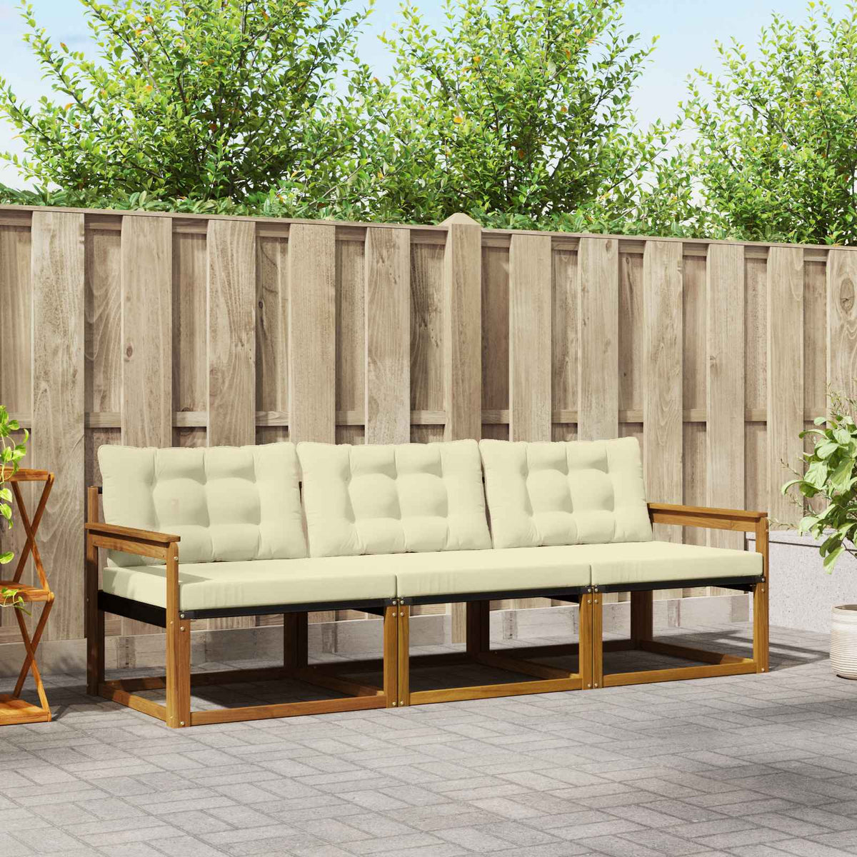 Buiten bankenset met kussen 3 pcs Natuurlijk en Crème is nu te koop bij PeponiXL, paradijselijk wonen!