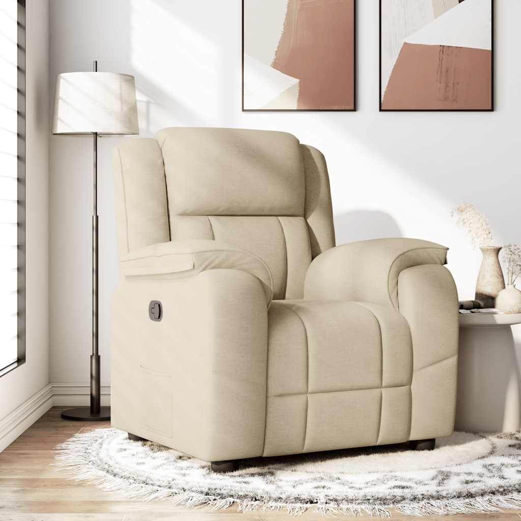 Fauteuil verstelbaar stof crèmekleurig is nu te koop bij PeponiXL, paradijselijk wonen!