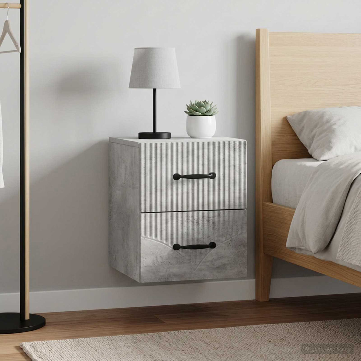 Wandbeugel Bedkast met lade 2 pcs Betongrijs 34,5 x 33 x 40 cm is nu te koop bij PeponiXL, paradijselijk wonen!