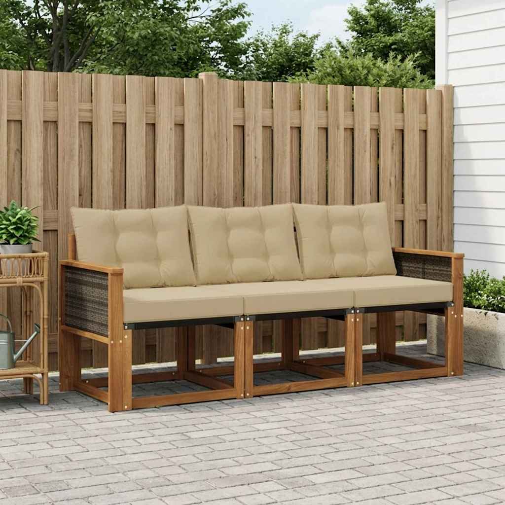 Buiten bankenset met kussen 3 pcs Natuurlijk en Beige is nu te koop bij PeponiXL, paradijselijk wonen!