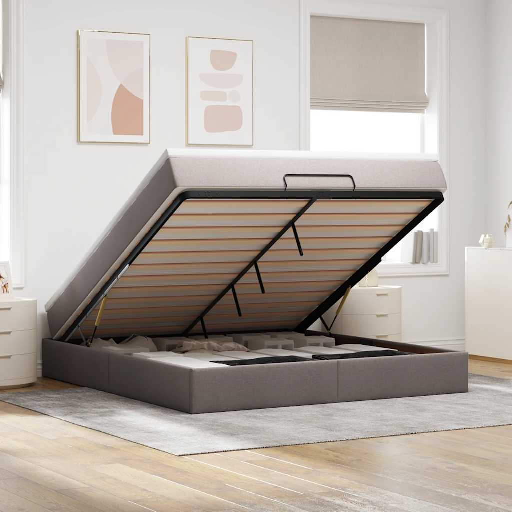 Ottoman bed met matras 180x200cm stof taupe is nu te koop bij PeponiXL, paradijselijk wonen!