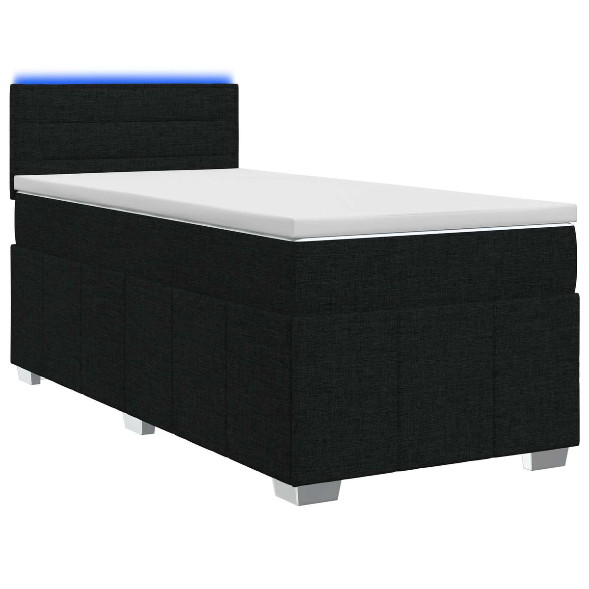Boxspringbed met matras met hoofdeinde Zwart 90 x 200 cm Stof is nu te koop bij PeponiXL, paradijselijk wonen!