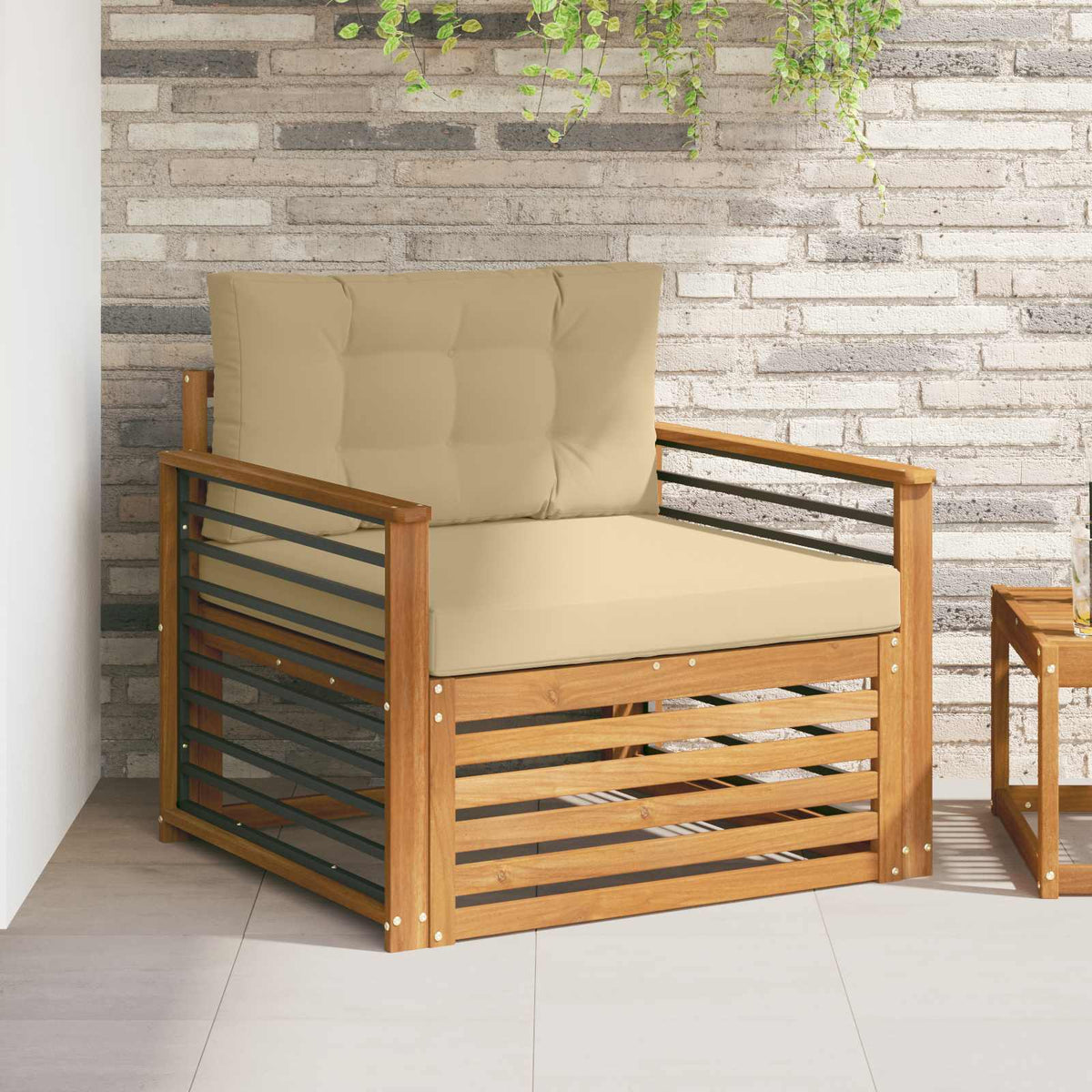 Tuinbank Massief Acaciahout en Polyester Natuurlijk en Beige is nu te koop bij PeponiXL, paradijselijk wonen!
