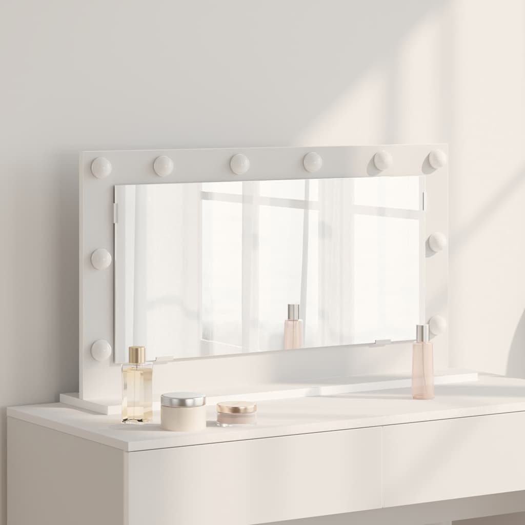 Schmink Spiegel Wit 80 x 45 x 18 cm Glas en Hout met Kunststof is nu te koop bij PeponiXL, paradijselijk wonen!