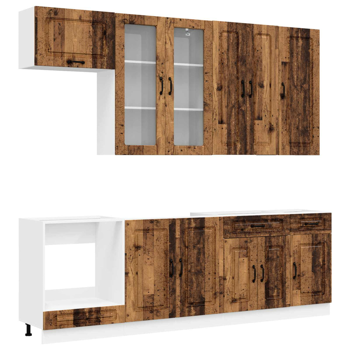 Keukenblok KALMAR 8 pcs Oud hout Bewerkt hout is nu te koop bij PeponiXL, paradijselijk wonen!
