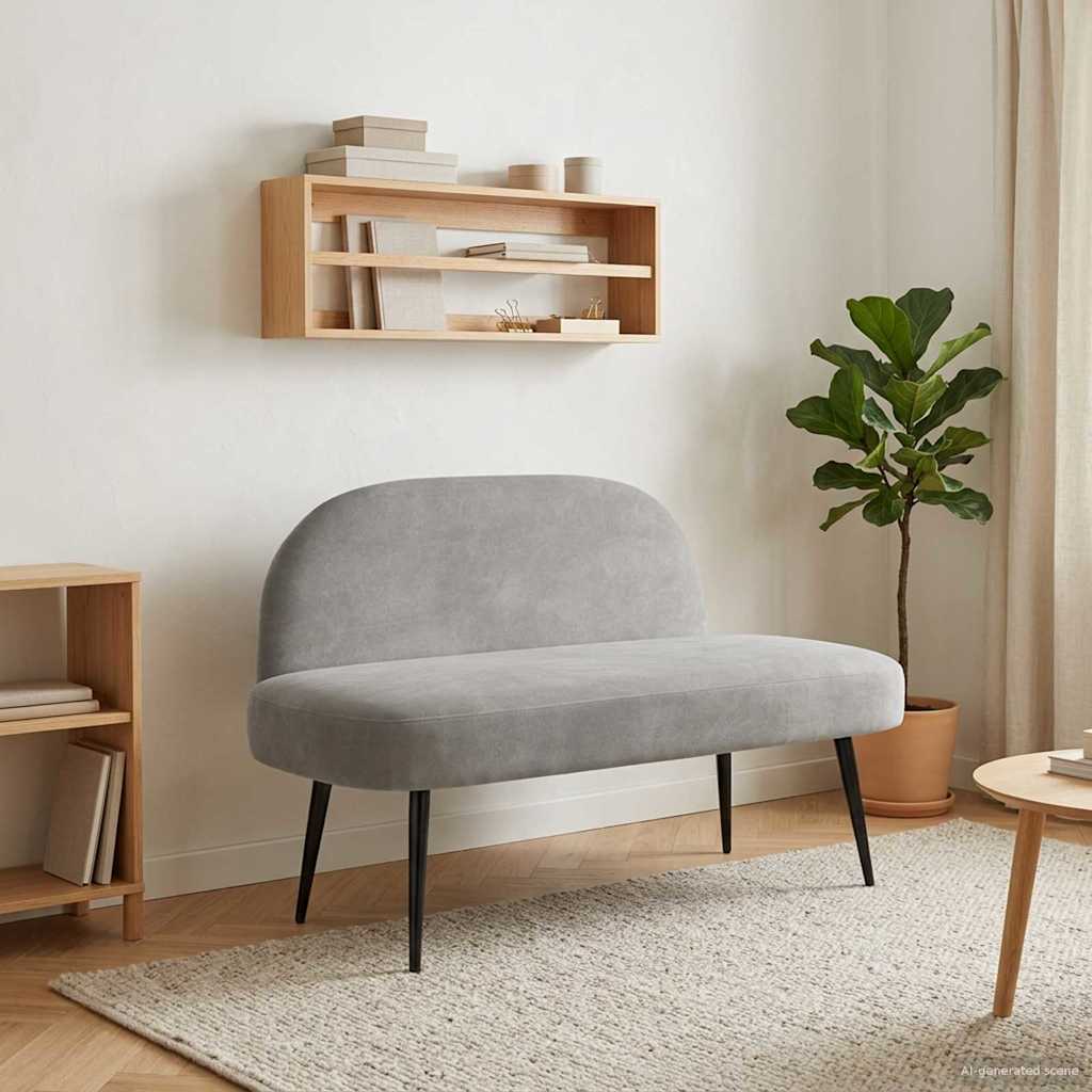 Beklede bank met rugleuning Lichtgrijs 110 x 60 x 76 cm Fluweel is nu te koop bij PeponiXL, paradijselijk wonen!