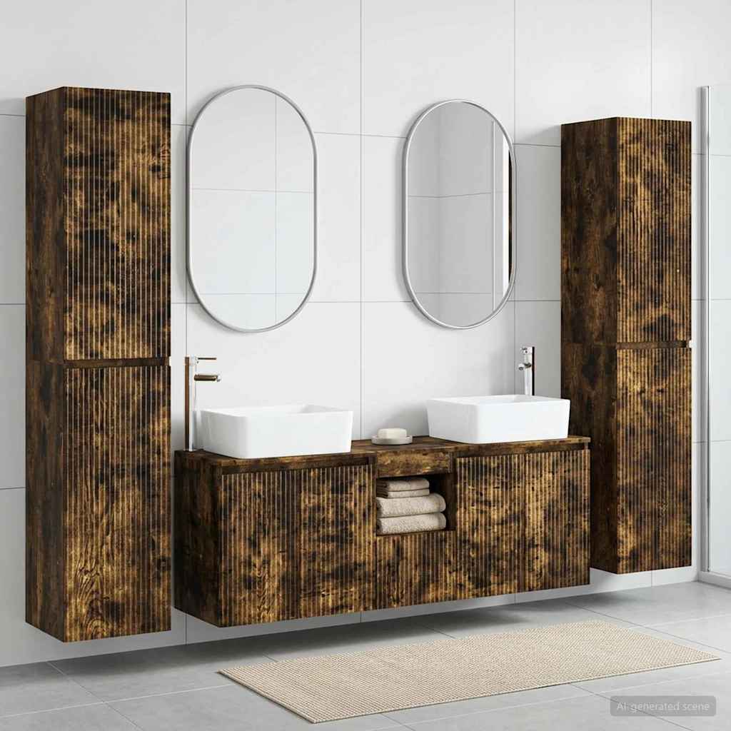 Badkamermeubelset 5 st Gerookt eiken 33 x 34,5 x 160 cm is nu te koop bij PeponiXL, paradijselijk wonen!