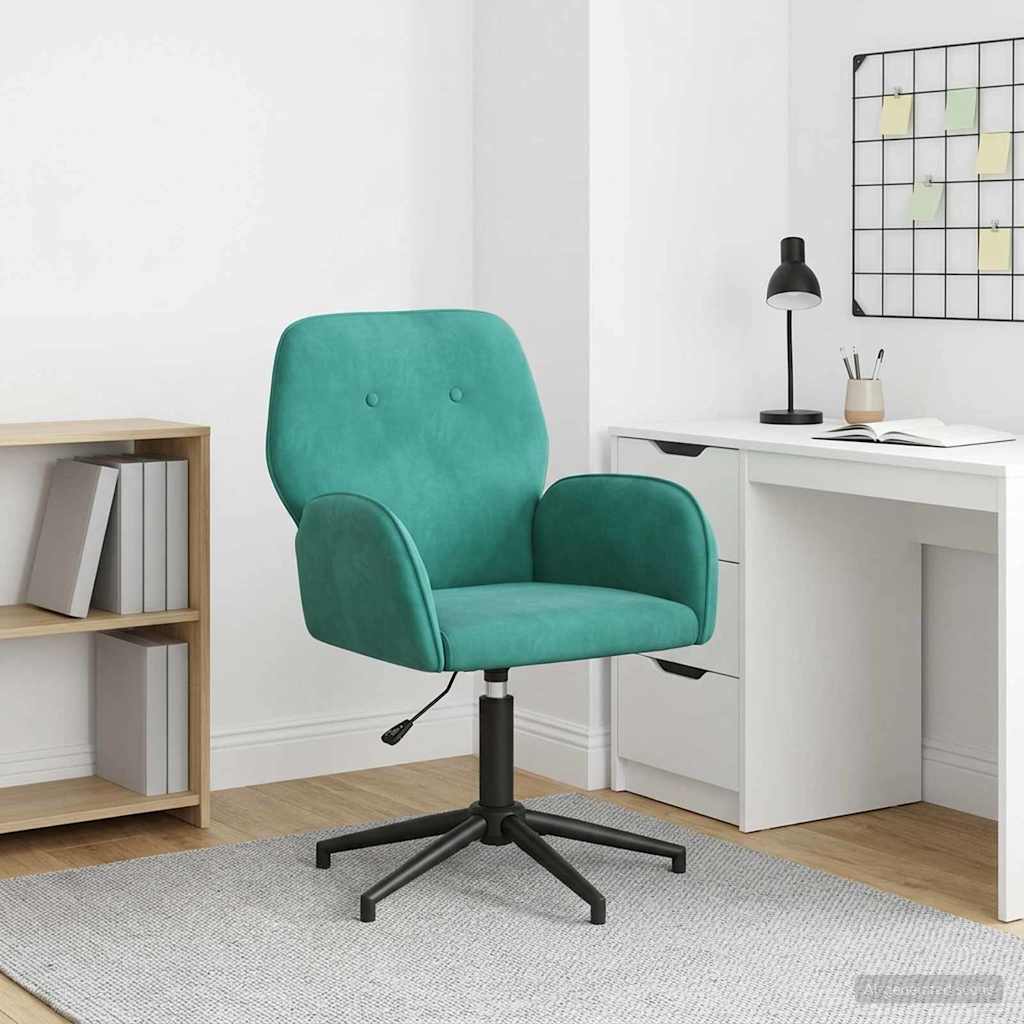 Draaischrijfstoel 54 x 55 x 90 cm Turquoise fluweel is nu te koop bij PeponiXL, paradijselijk wonen!