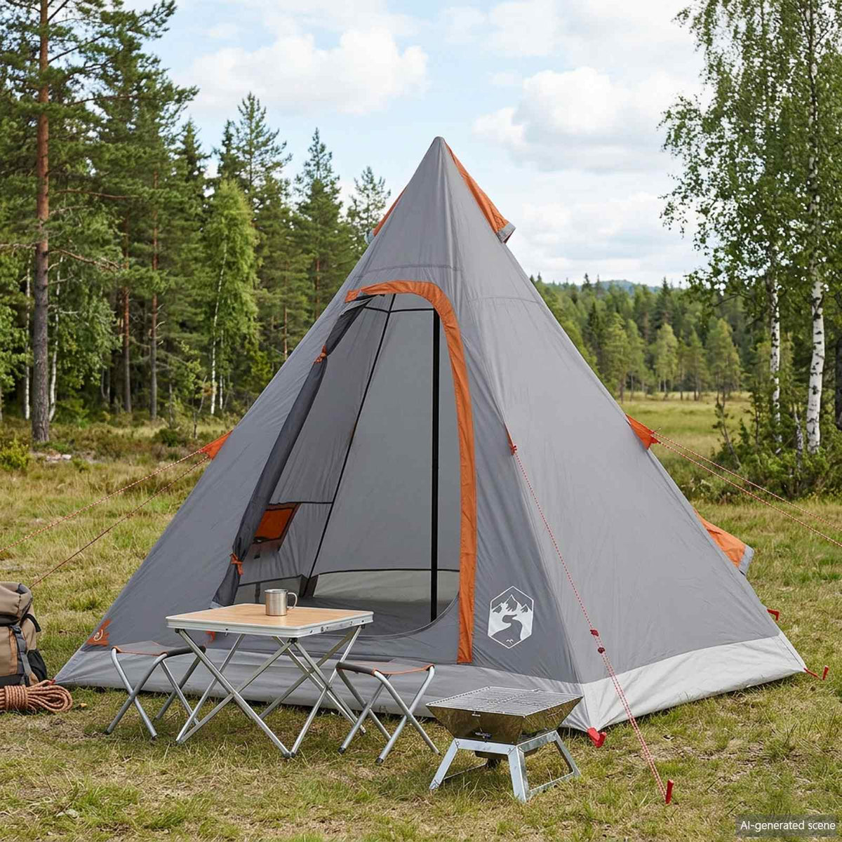 3-persoons Grijs en Oranje 185T Polyester met PU Coating is nu te koop bij PeponiXL, paradijselijk wonen!