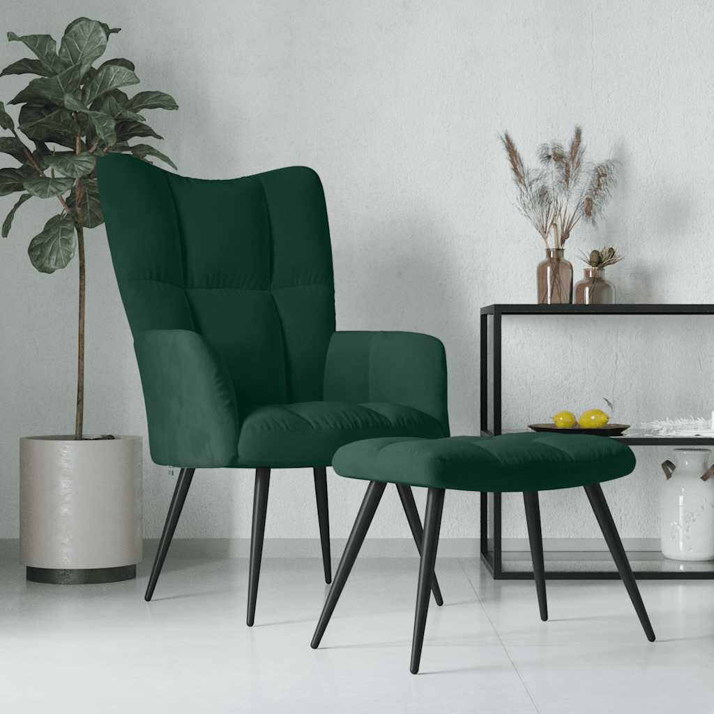 Relaxstoel met voetenbank fluweel donkergroen is nu te koop bij PeponiXL, paradijselijk wonen!
