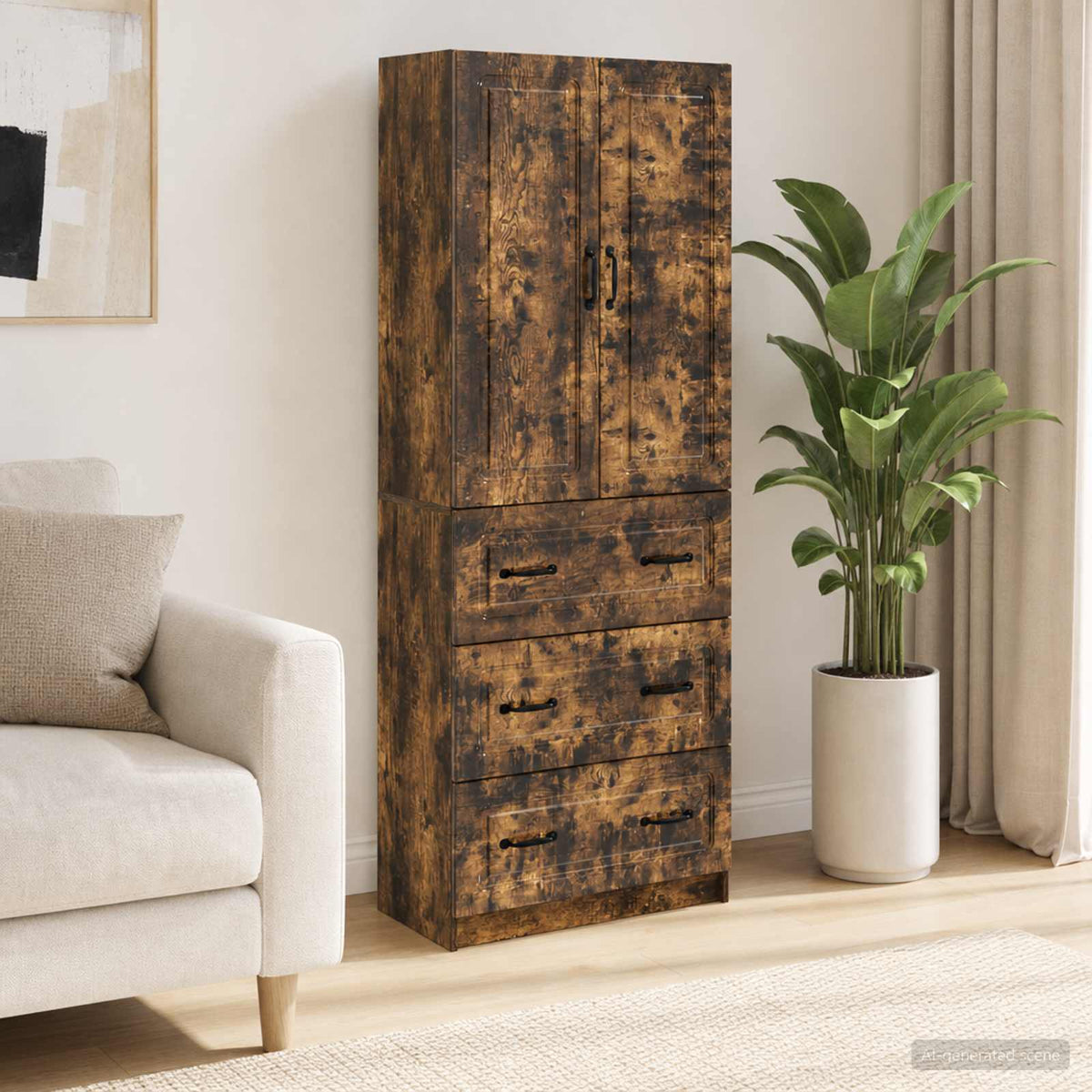 Kastenset 2 pcs Gerookt eiken 66 x 34,5 x 87 cm Bewerkt hout is nu te koop bij PeponiXL, paradijselijk wonen!