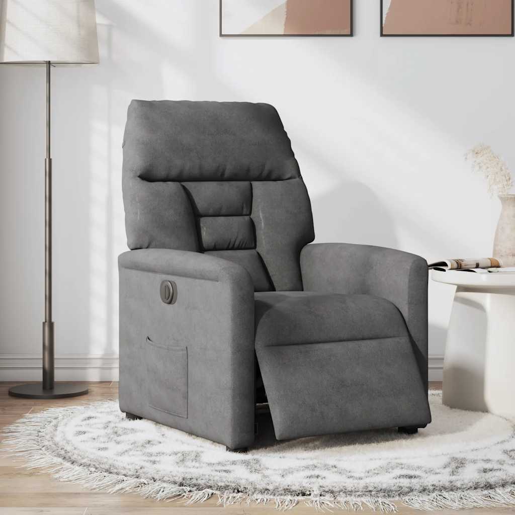 Fauteuil verstelbaar elektrisch microvezelstof donkergrijs is nu te koop bij PeponiXL, paradijselijk wonen!