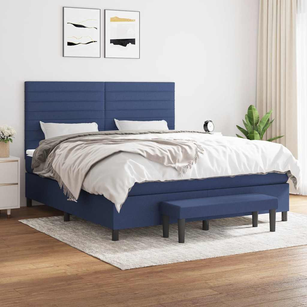 Boxspring met matras stof blauw 180x200 cm is nu te koop bij PeponiXL, paradijselijk wonen!