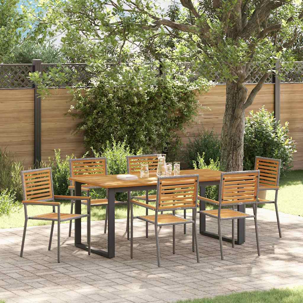 Tuin eettafelset 7 pcs Grijs Massief Acaciahout is nu te koop bij PeponiXL, paradijselijk wonen!