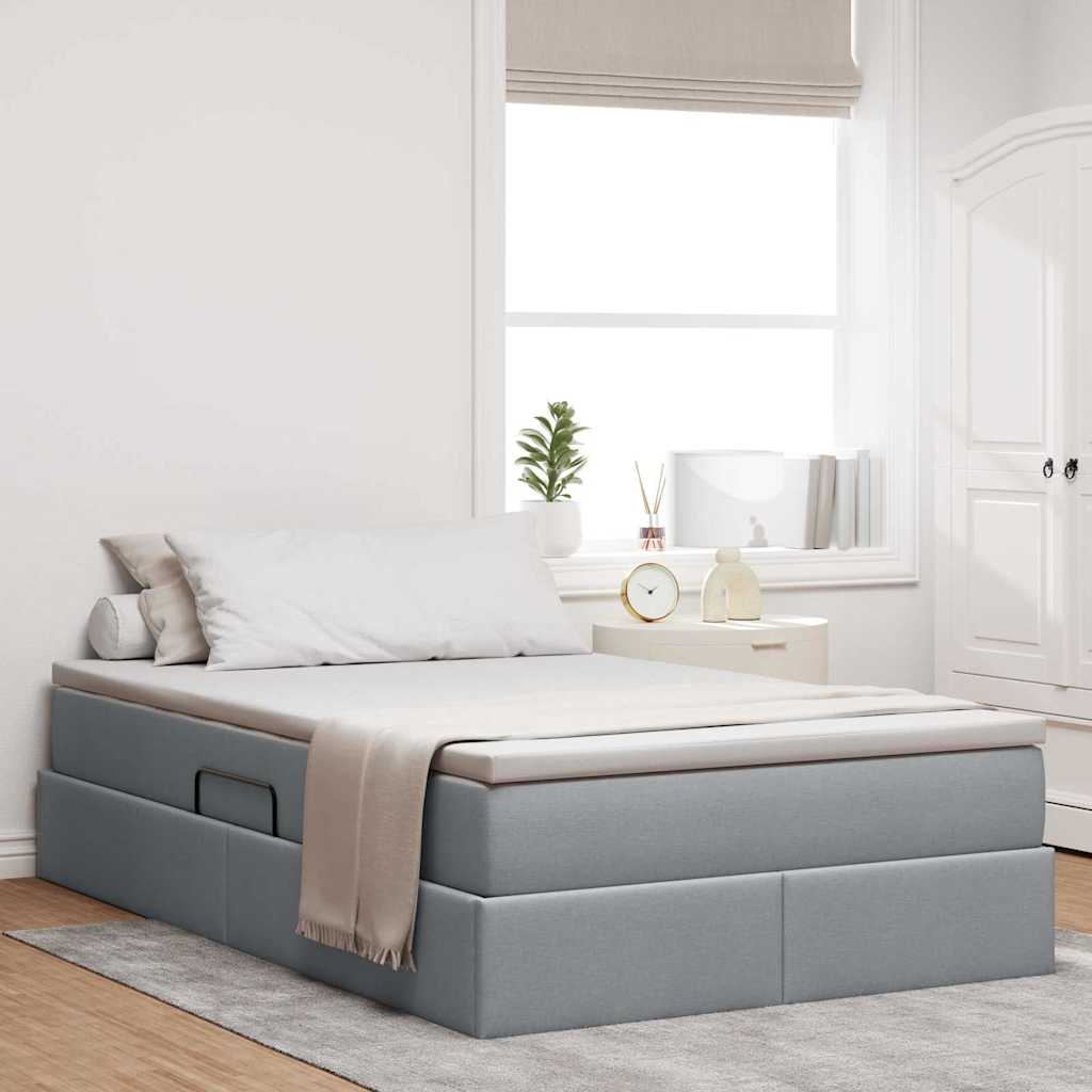 Opslag bed met matras Lichtgrijs 120 x 200 cm Polyester is nu te koop bij PeponiXL, paradijselijk wonen!