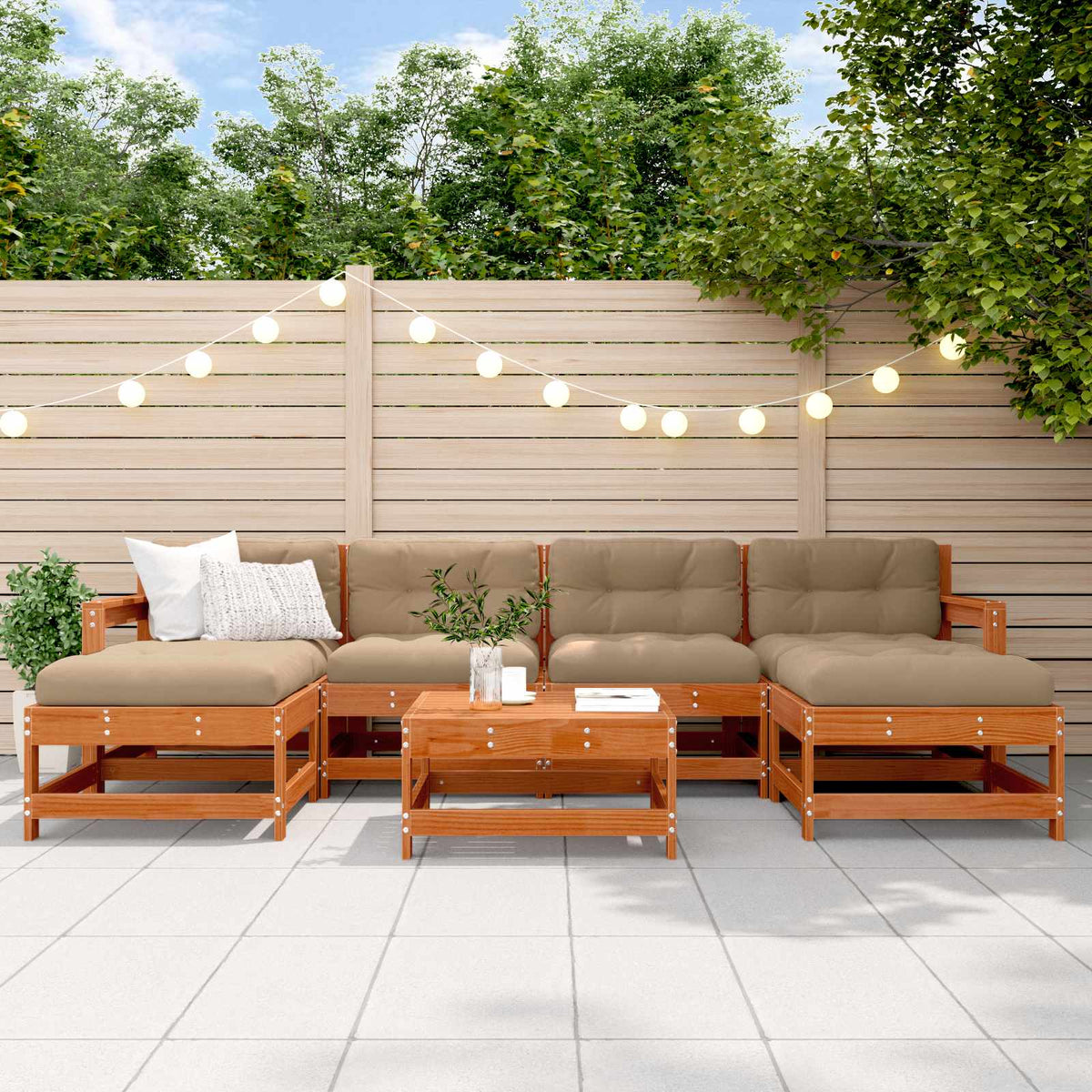 Tuin loungeset 7 pcs Wasbruin Massief grenenhout is nu te koop bij PeponiXL, paradijselijk wonen!
