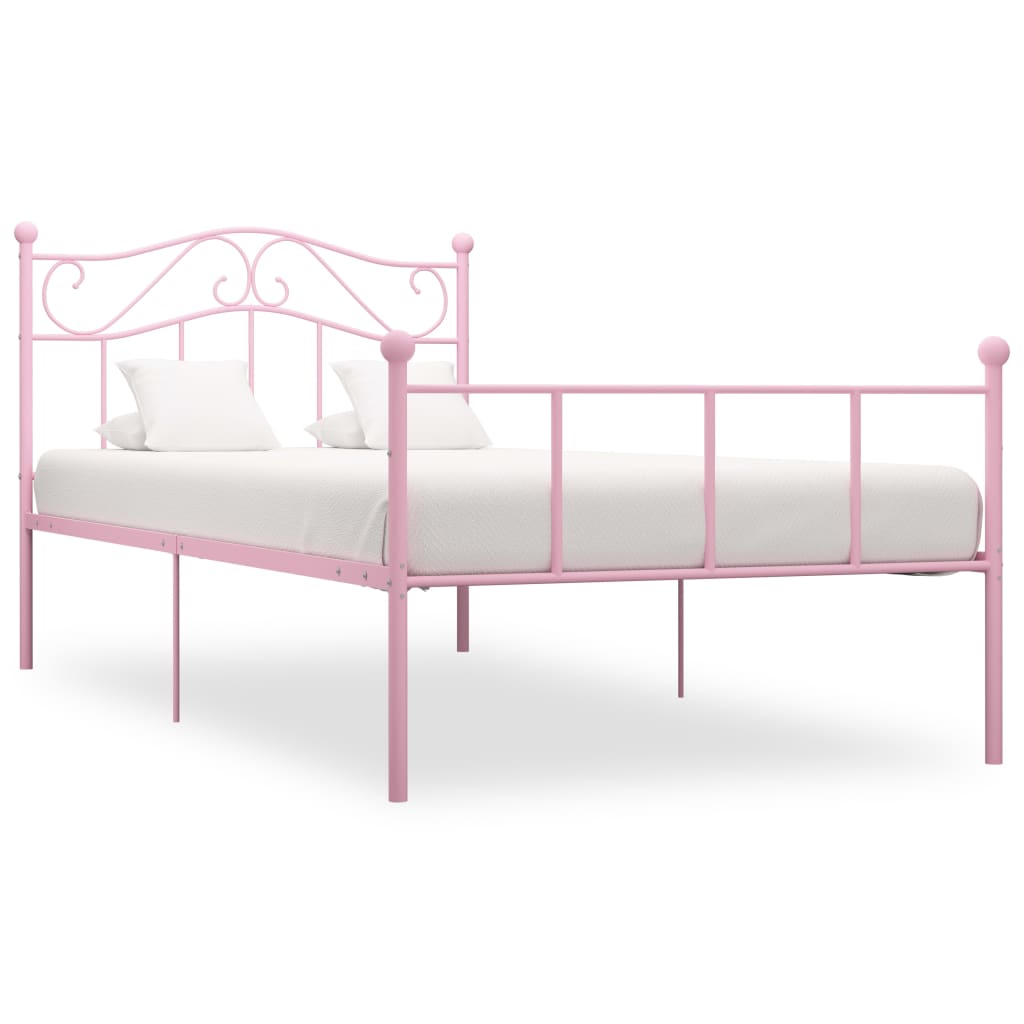 Bedframe metaal roze 100x200 cm is nu te koop bij PeponiXL, paradijselijk wonen!
