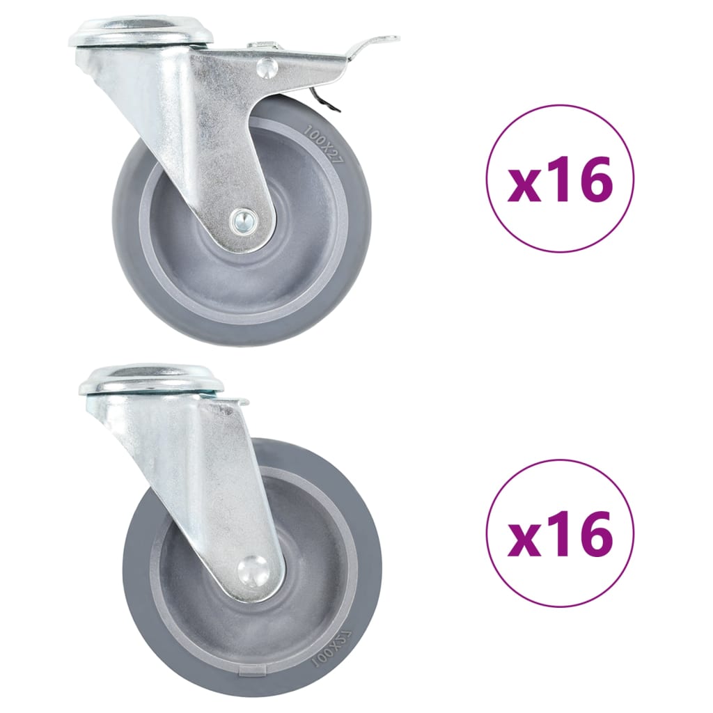 32 st Zwenkwielen met boutgaten 100 mm is nu te koop bij PeponiXL, paradijselijk wonen!