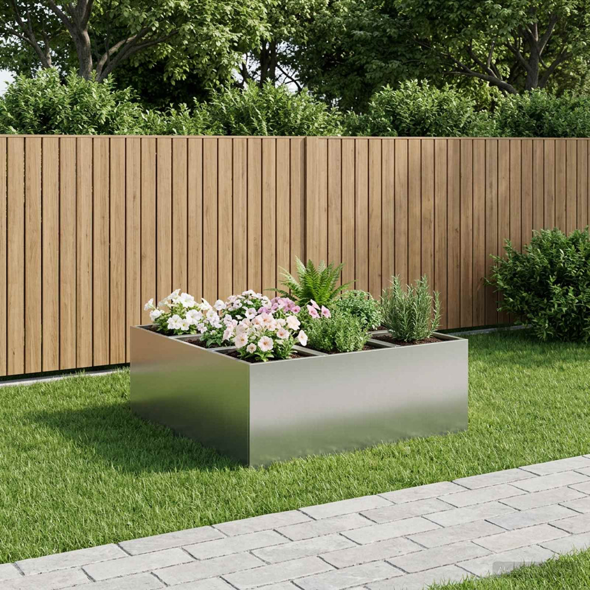 Plantenbak zilver 100 x 100 x 30 cm Gegalvaniseerd staal is nu te koop bij PeponiXL, paradijselijk wonen!
