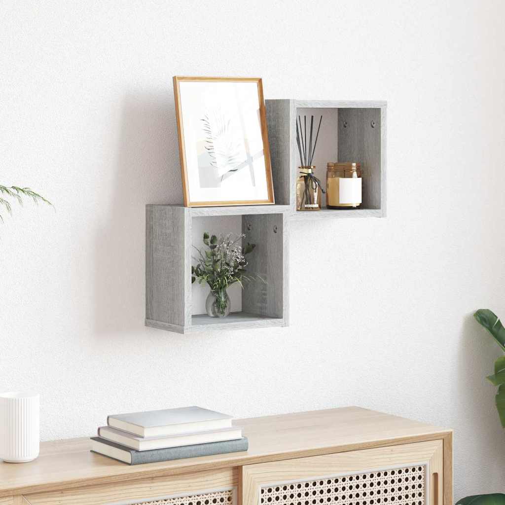 Wandschappen 2 pcs Grijs Sonoma 26 x 15 x 26 cm Bewerkt hout is nu te koop bij PeponiXL, paradijselijk wonen!