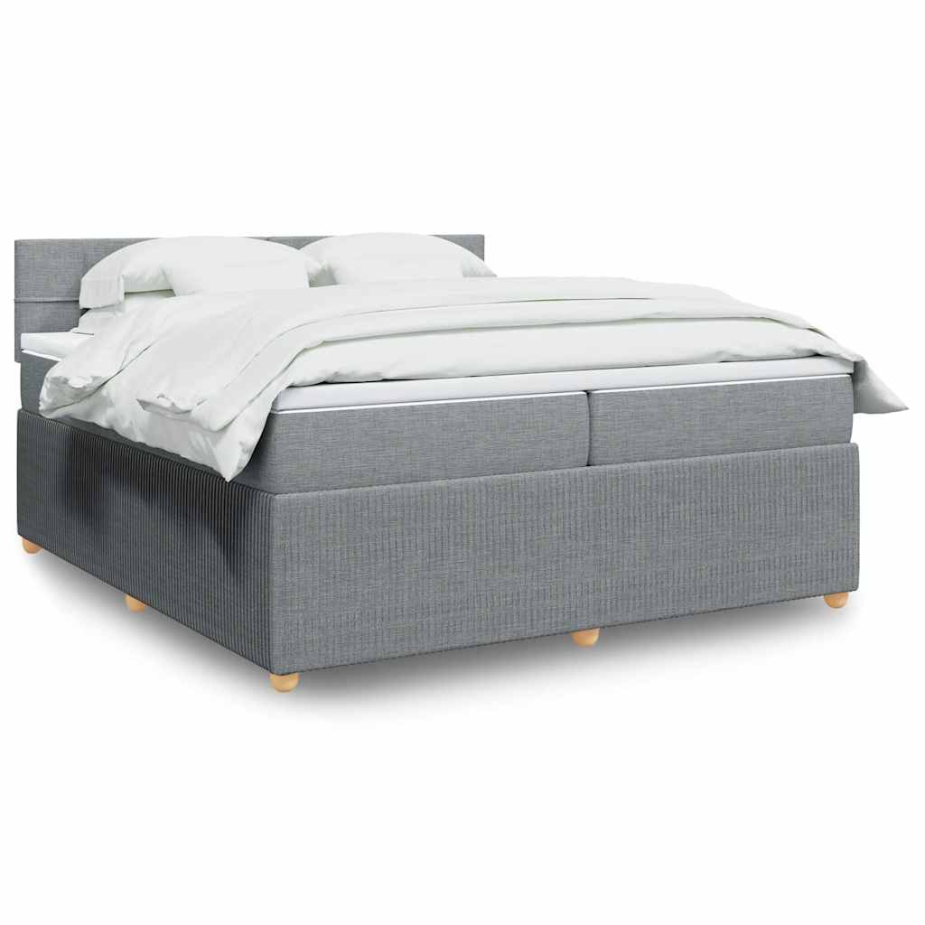 Boxspring met matras stof lichtgrijs 200x200 cm is nu te koop bij PeponiXL, paradijselijk wonen!