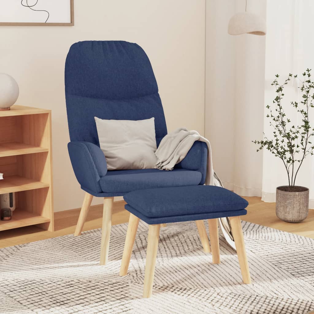 Relaxstoel met voetenbank stof blauw is nu te koop bij PeponiXL, paradijselijk wonen!