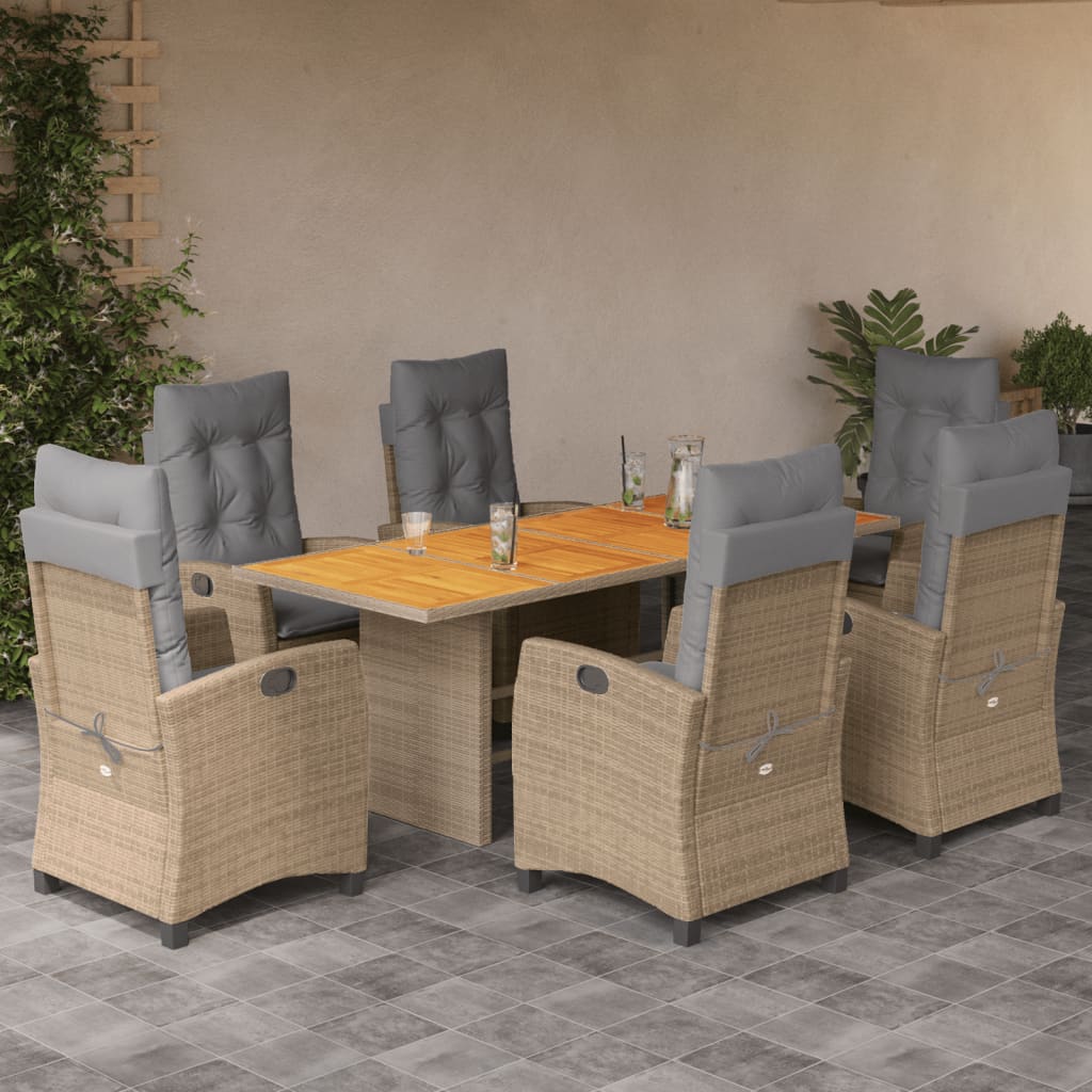 7-delige Tuinset met kussens poly rattan gemengd beige is nu te koop bij PeponiXL, paradijselijk wonen!