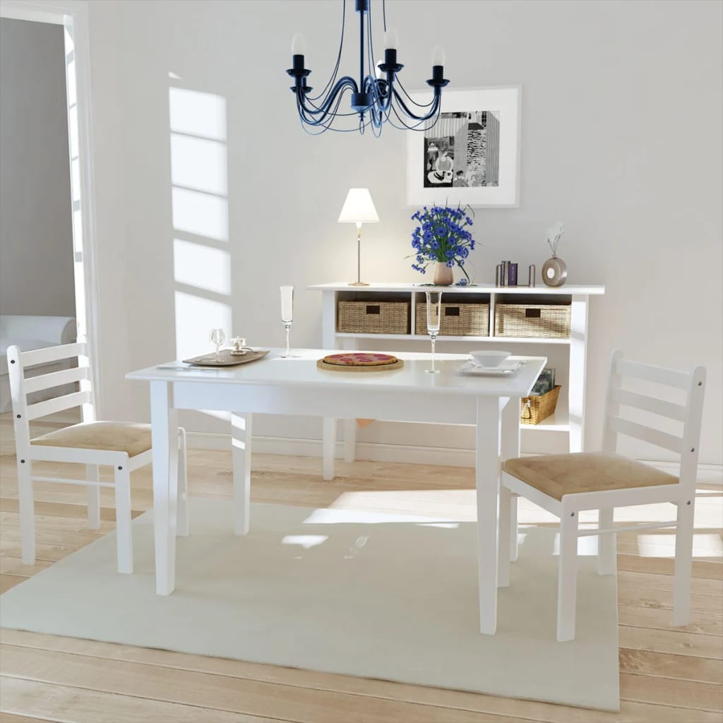 Eetkamerstoelen 2 st massief rubberwood en fluweel wit is nu te koop bij PeponiXL, paradijselijk wonen!