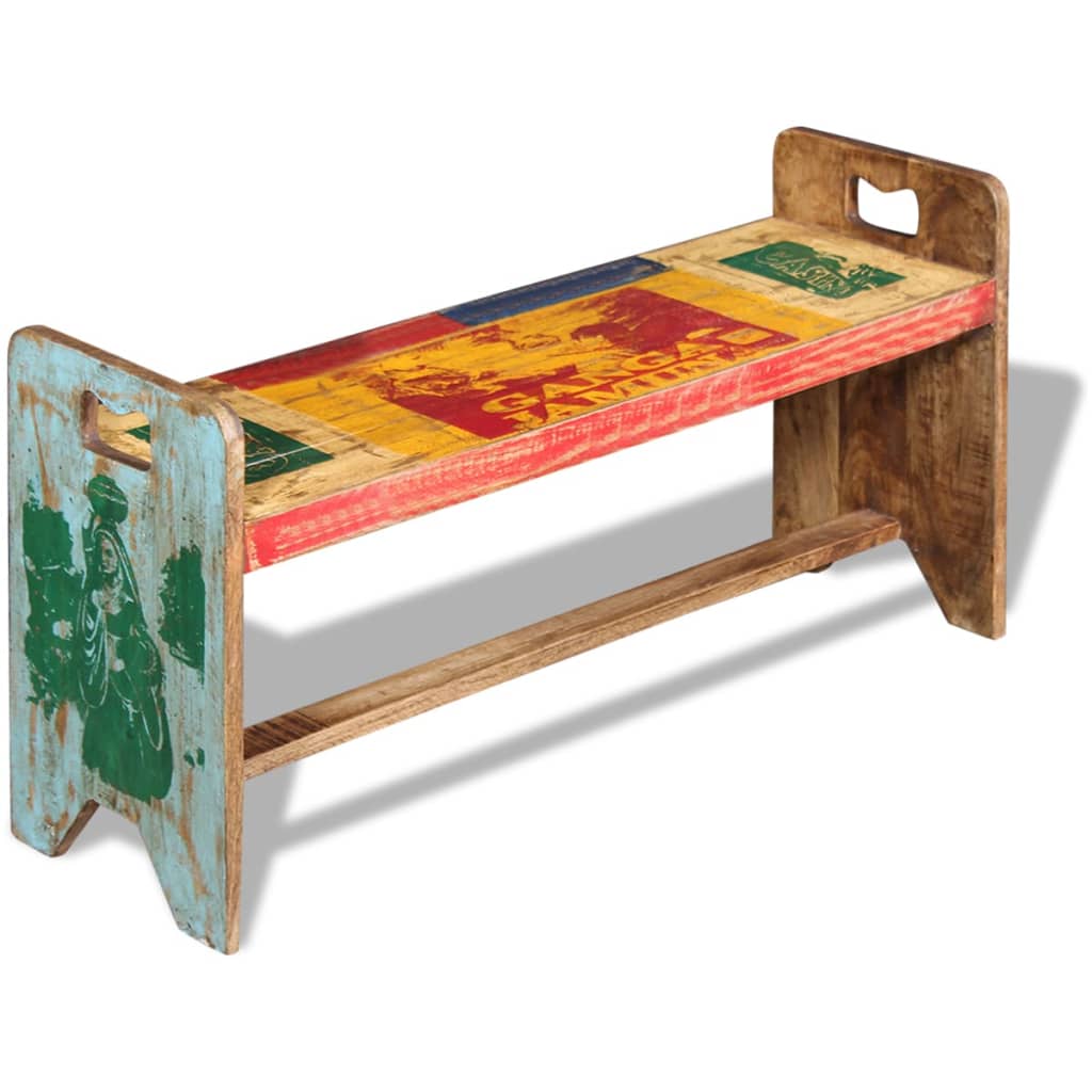 Bank 100x30x50 cm massief gerecycled hout is nu te koop bij PeponiXL, paradijselijk wonen!