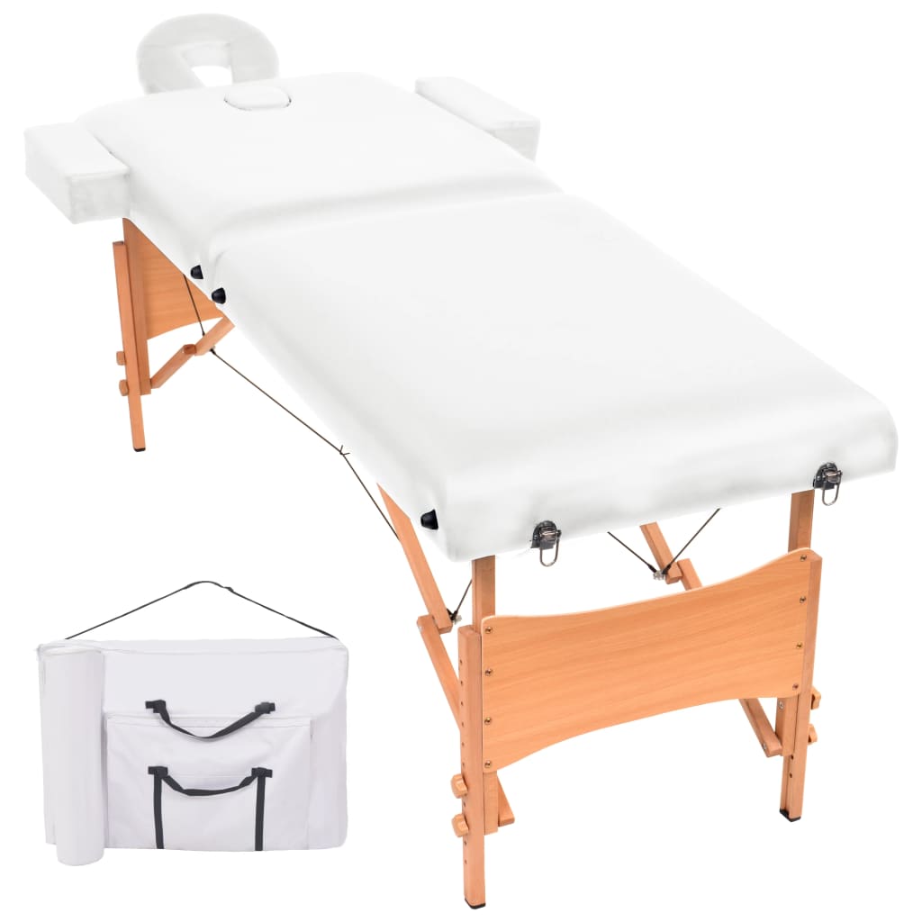 Massagetafel 10 cm dik 2 zones inklapbaar wit is nu te koop bij PeponiXL, paradijselijk wonen!